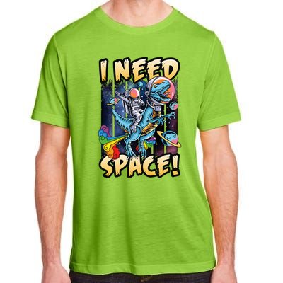 I Need Space Astronaut Riding A Blue Dinosaur In Space Adult ChromaSoft Performance T-Shirt