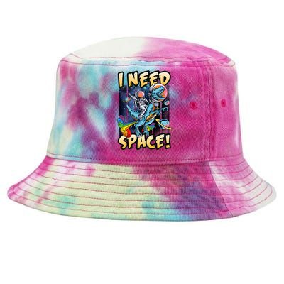 I Need Space Astronaut Riding A Blue Dinosaur In Space Tie-Dyed Bucket Hat