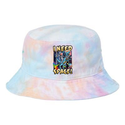 I Need Space Astronaut Riding A Blue Dinosaur In Space Tie Dye Newport Bucket Hat