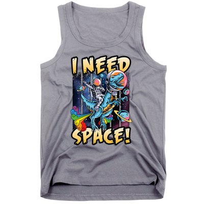 I Need Space Astronaut Riding A Blue Dinosaur In Space Tank Top