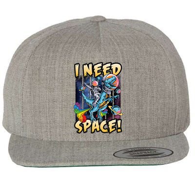 I Need Space Astronaut Riding A Blue Dinosaur In Space Wool Snapback Cap