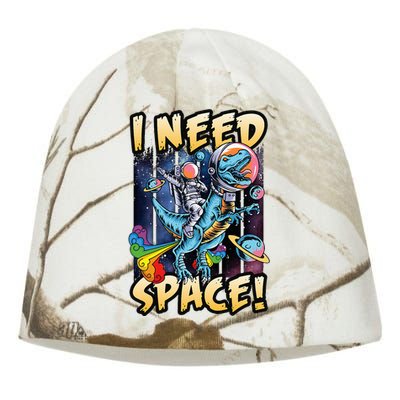 I Need Space Astronaut Riding A Blue Dinosaur In Space Kati - Camo Knit Beanie