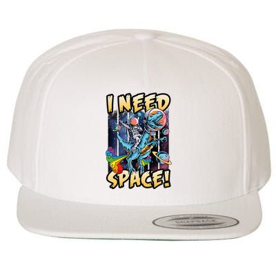I Need Space Astronaut Riding A Blue Dinosaur In Space Wool Snapback Cap
