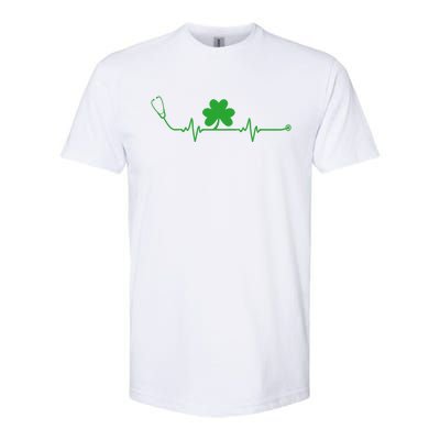 Irish Nurse St Patricks Day Rn Stethoscope Heartbeat Nurses Meaningful Gift Softstyle CVC T-Shirt