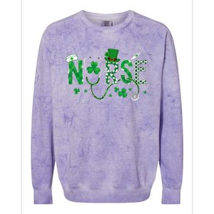 Irish Nurse St Patricks Day Shamrock Stethocsope Colorblast Crewneck Sweatshirt