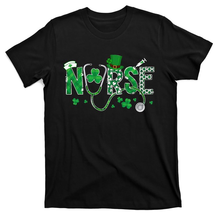 Irish Nurse St Patricks Day Shamrock Stethocsope T-Shirt