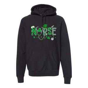 Irish Nurse St Patricks Day Shamrock Stethocsope Premium Hoodie