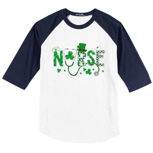 Irish Nurse St Patricks Day Shamrock Stethocsope Baseball Sleeve Shirt