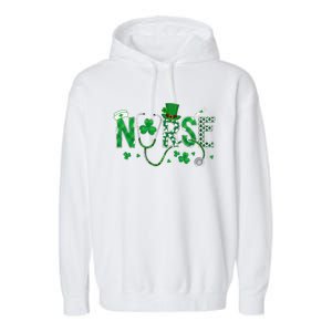 Irish Nurse St Patricks Day Shamrock Stethocsope Garment-Dyed Fleece Hoodie