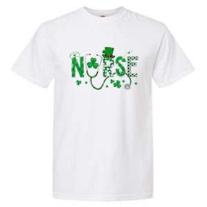 Irish Nurse St Patricks Day Shamrock Stethocsope Garment-Dyed Heavyweight T-Shirt