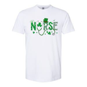 Irish Nurse St Patricks Day Shamrock Stethocsope Softstyle CVC T-Shirt