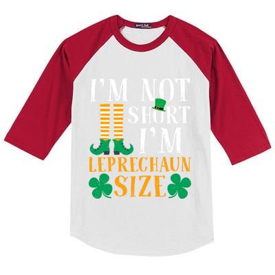 Im Not Short I Am Funny Leprechaun Size St Patricks Day Gift Kids Colorblock Raglan Jersey