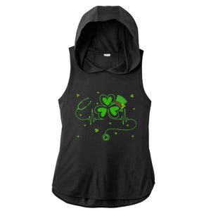 Irish Nurse St Patricks Day Shamrock Stethocsope Ladies PosiCharge Tri-Blend Wicking Draft Hoodie Tank