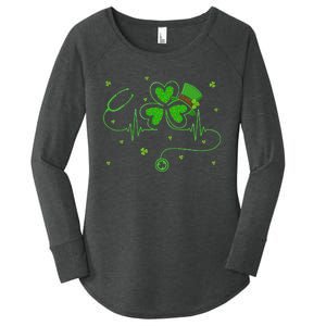 Irish Nurse St Patricks Day Shamrock Stethocsope Women's Perfect Tri Tunic Long Sleeve Shirt