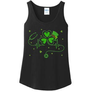 Irish Nurse St Patricks Day Shamrock Stethocsope Ladies Essential Tank