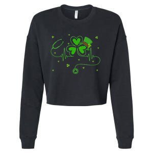 Irish Nurse St Patricks Day Shamrock Stethocsope Cropped Pullover Crew