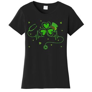 Irish Nurse St Patricks Day Shamrock Stethocsope Women's T-Shirt