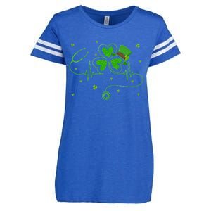 Irish Nurse St Patricks Day Shamrock Stethocsope Enza Ladies Jersey Football T-Shirt