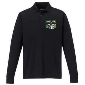 IM Not Short IM Leprechaun Size Funny St PatrickS Day Performance Long Sleeve Polo