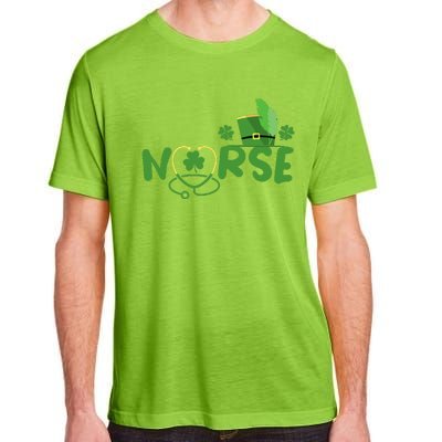 Irish Nurse Stethoscope Scrub St Patricks Day Nurses Funny Adult ChromaSoft Performance T-Shirt