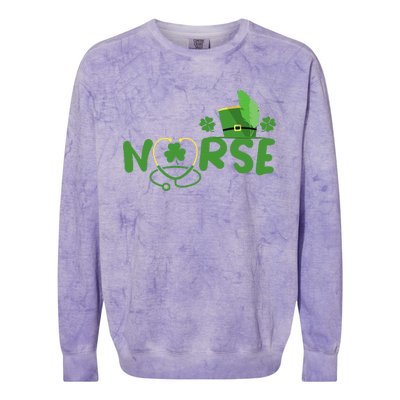 Irish Nurse Stethoscope Scrub St Patricks Day Nurses Funny Colorblast Crewneck Sweatshirt