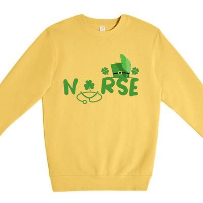 Irish Nurse Stethoscope Scrub St Patricks Day Nurses Funny Premium Crewneck Sweatshirt