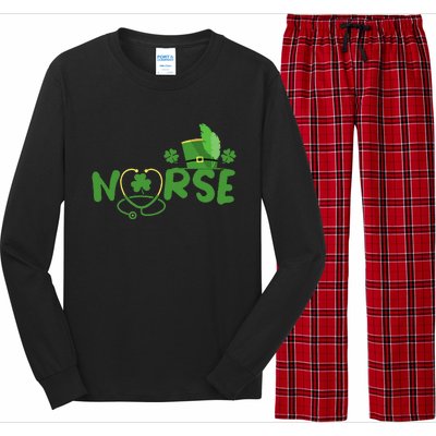 Irish Nurse Stethoscope Scrub St Patricks Day Nurses Funny Long Sleeve Pajama Set