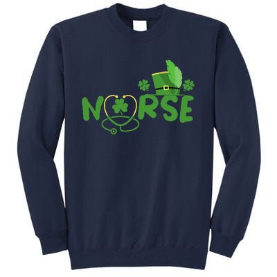 Irish Nurse Stethoscope Scrub St Patricks Day Nurses Funny Tall Sweatshirt