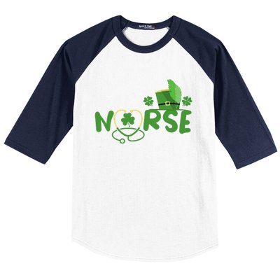 Irish Nurse Stethoscope Scrub St Patricks Day Nurses Funny Baseball Sleeve Shirt