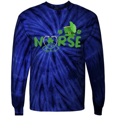 Irish Nurse Stethoscope Scrub St Patricks Day Nurses Funny Tie-Dye Long Sleeve Shirt