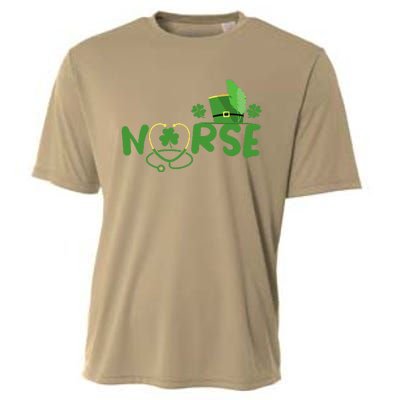 Irish Nurse Stethoscope Scrub St Patricks Day Nurses Funny Cooling Performance Crew T-Shirt