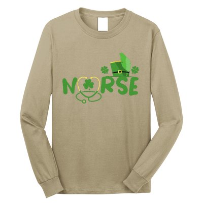 Irish Nurse Stethoscope Scrub St Patricks Day Nurses Funny Long Sleeve Shirt