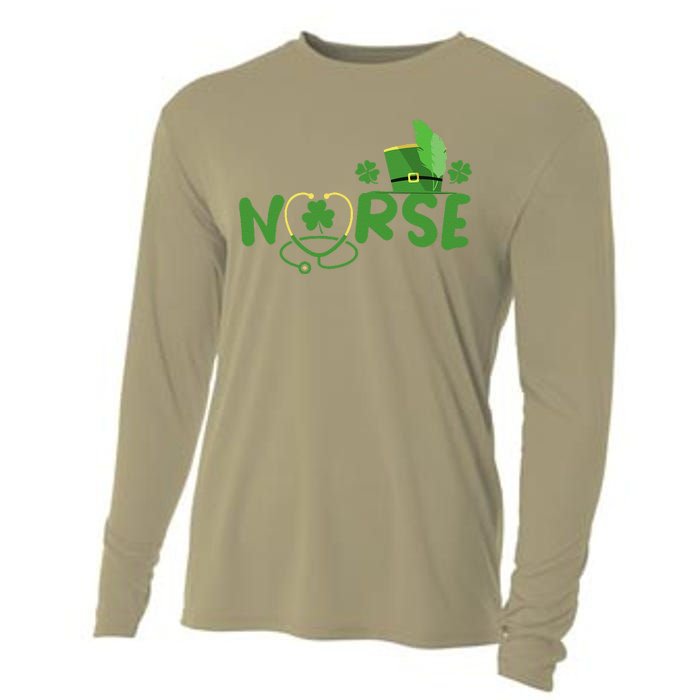 Irish Nurse Stethoscope Scrub St Patricks Day Nurses Funny Cooling Performance Long Sleeve Crew