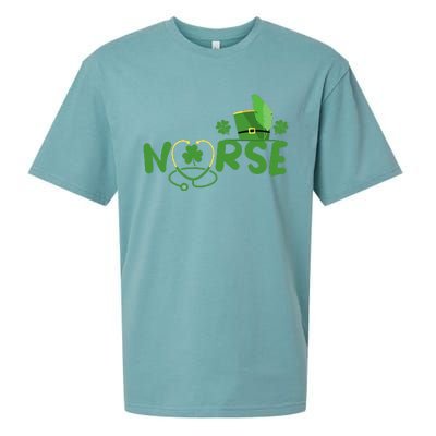 Irish Nurse Stethoscope Scrub St Patricks Day Nurses Funny Sueded Cloud Jersey T-Shirt