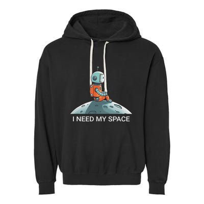 I Need Space Graphic Saying Garment-Dyed Fleece Hoodie