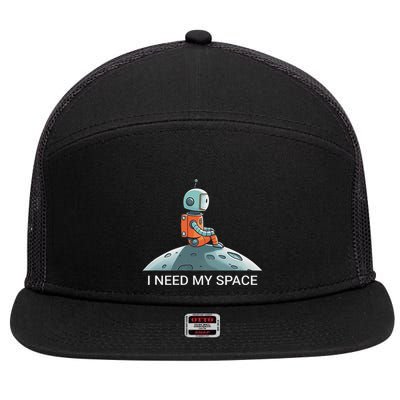 I Need Space Graphic Saying 7 Panel Mesh Trucker Snapback Hat