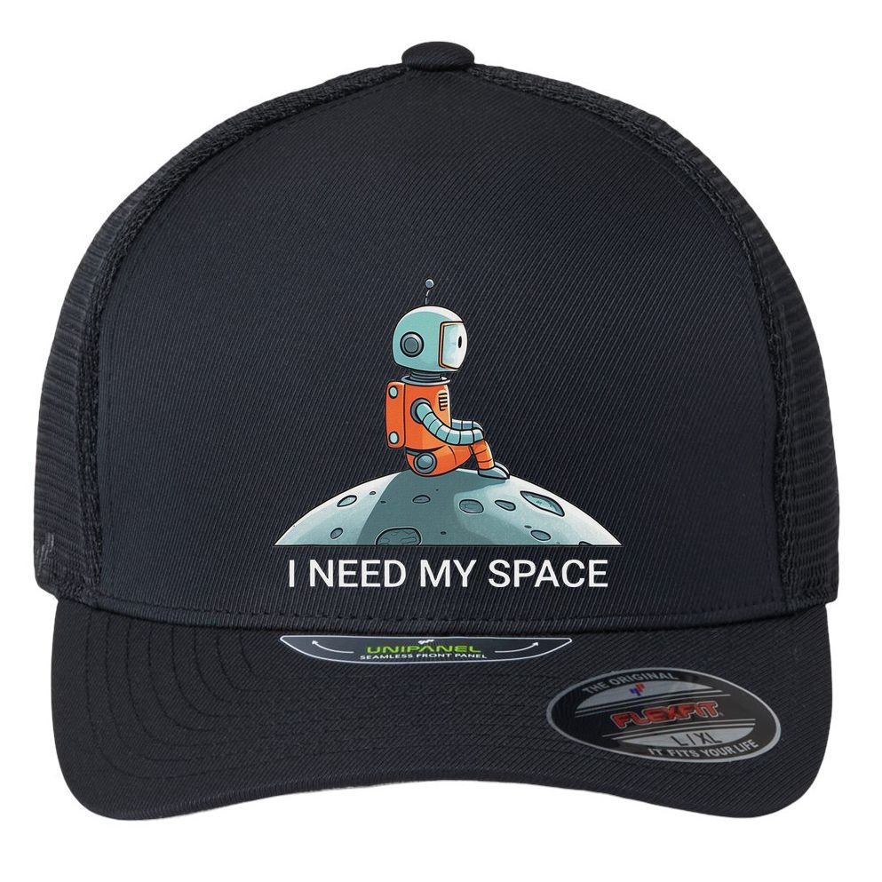 I Need Space Graphic Saying Flexfit Unipanel Trucker Cap