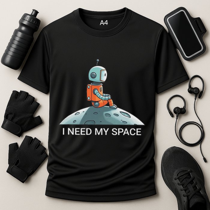 I Need Space Graphic Saying Cooling Performance Crew T-Shirt