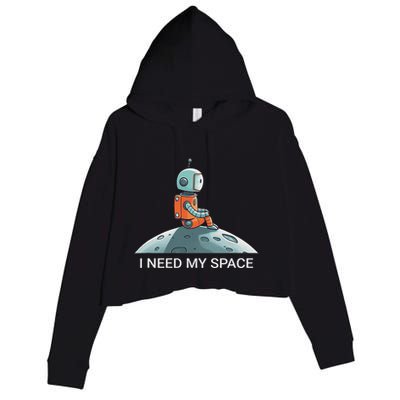 I Need Space Graphic Saying Crop Fleece Hoodie