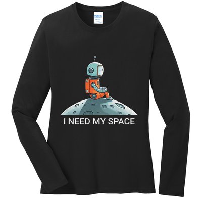 I Need Space Graphic Saying Ladies Long Sleeve Shirt