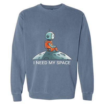 I Need Space Graphic Saying Garment-Dyed Sweatshirt