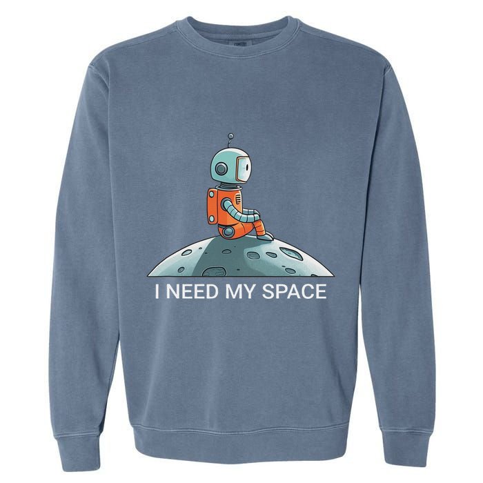I Need Space Graphic Saying Garment-Dyed Sweatshirt