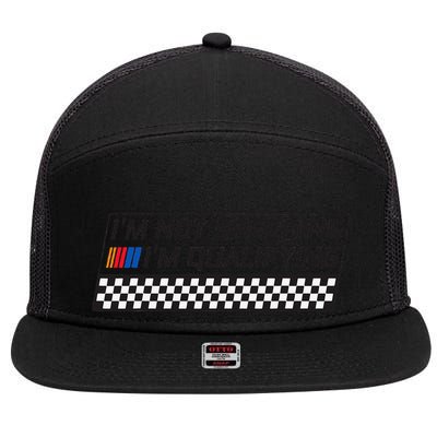 IM Not Speeding IM Qualifying Funny Racing Car Driver 7 Panel Mesh Trucker Snapback Hat