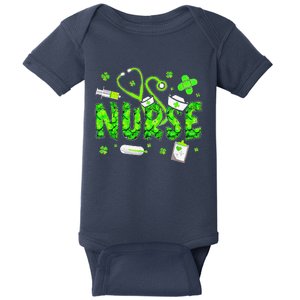 Irish Nurse Stethoscope Scrub St Patricks Day Nurses Women Cute Baby Bodysuit