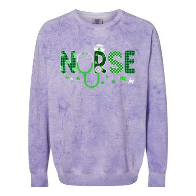 Irish Nurse Stethoscope Scrub St Patricks Day Nurses Women Gift Colorblast Crewneck Sweatshirt