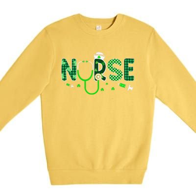 Irish Nurse Stethoscope Scrub St Patricks Day Nurses Women Gift Premium Crewneck Sweatshirt