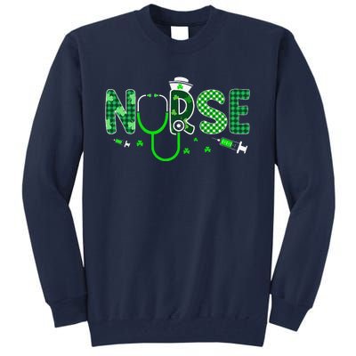 Irish Nurse Stethoscope Scrub St Patricks Day Nurses Women Gift Tall Sweatshirt