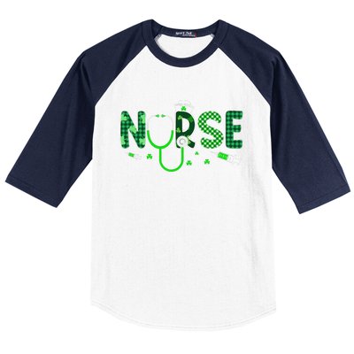 Irish Nurse Stethoscope Scrub St Patricks Day Nurses Women Gift Baseball Sleeve Shirt