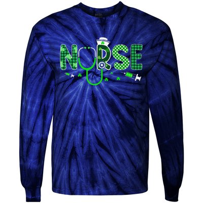 Irish Nurse Stethoscope Scrub St Patricks Day Nurses Women Gift Tie-Dye Long Sleeve Shirt