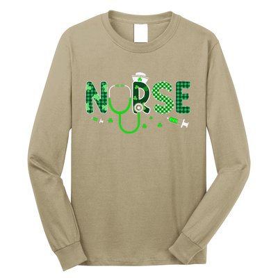 Irish Nurse Stethoscope Scrub St Patricks Day Nurses Women Gift Long Sleeve Shirt